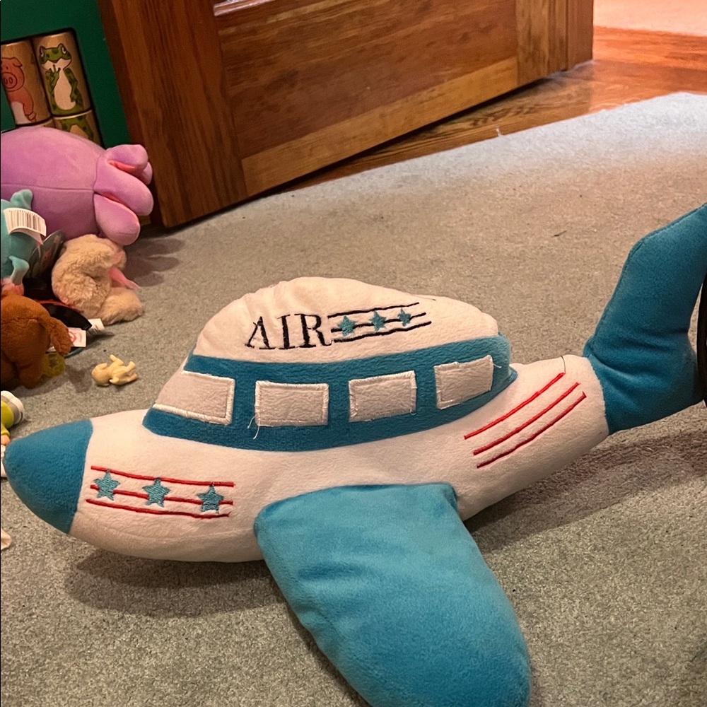 Blue and White Airplane Plush Toy